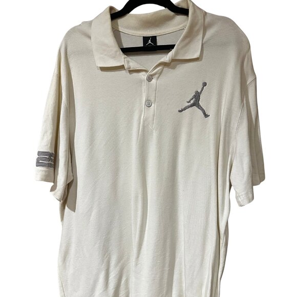 Jordan White Embroidered Knit Polo | 2XL - Picture 1 of 3